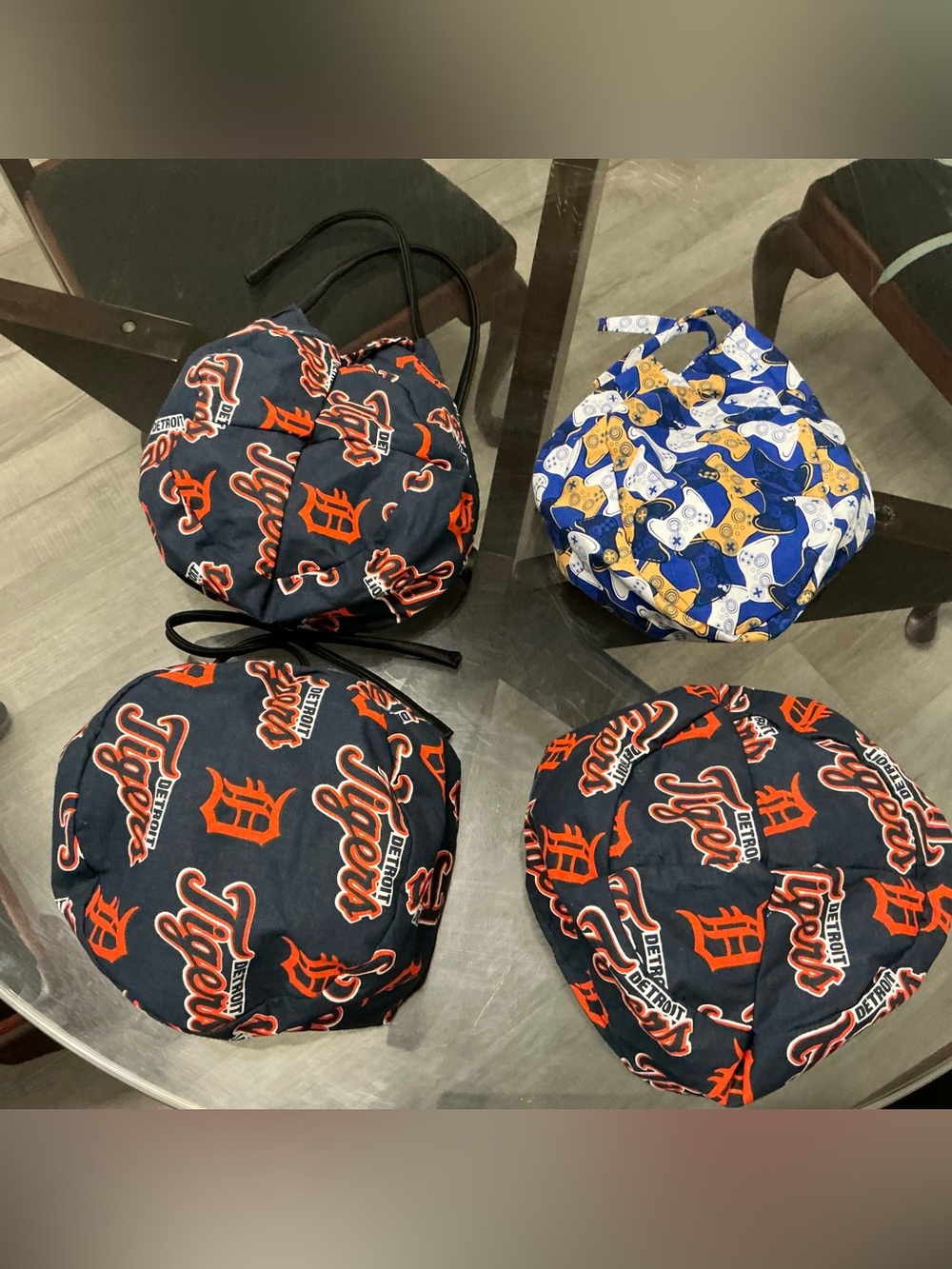 Surgical/Medical Caps – Detroit Tigers & Video Game Controllers – Lot of 4